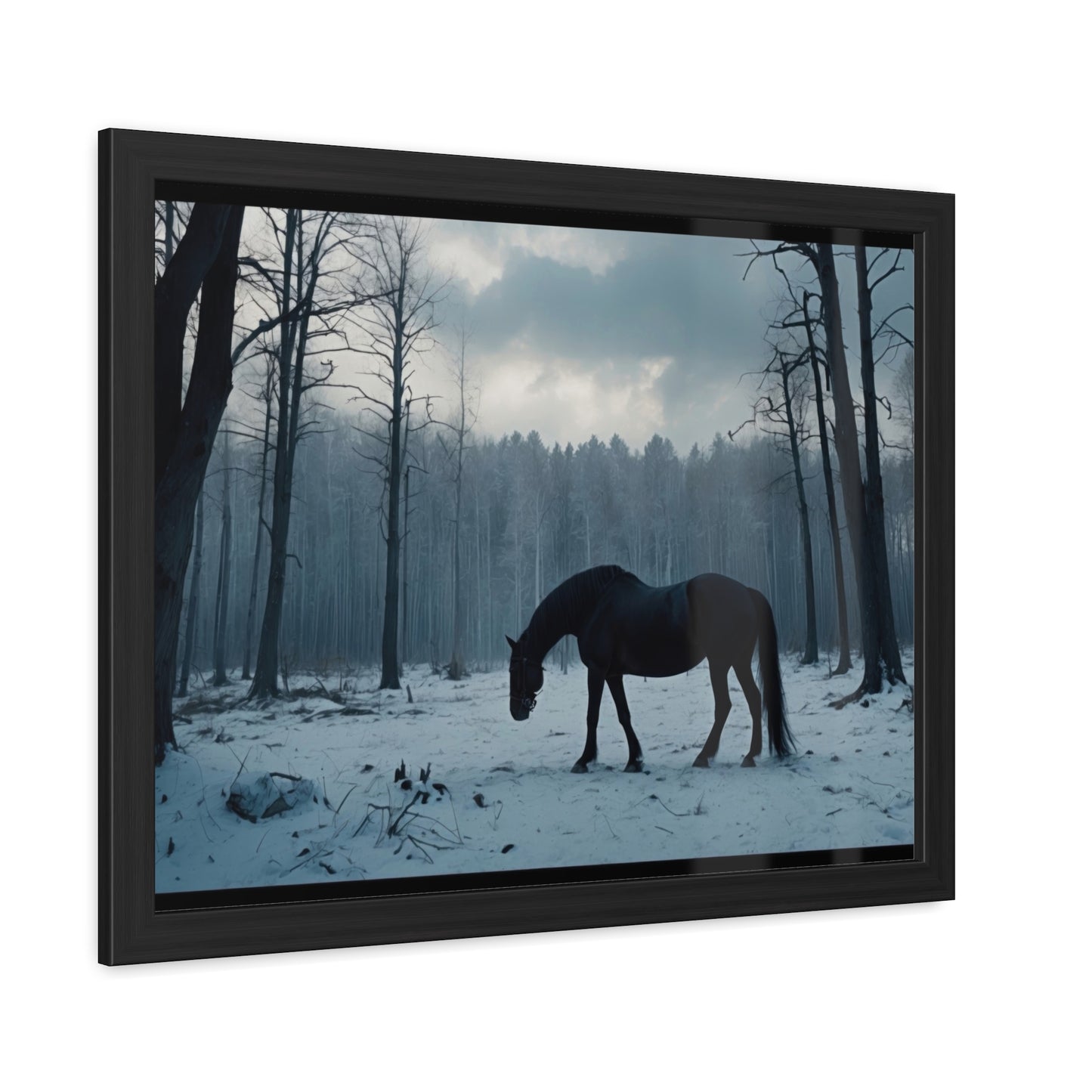 Winter Horse Landscape Forest Framed Posters | #002 -Modern Wall Art for Home or Office Decor