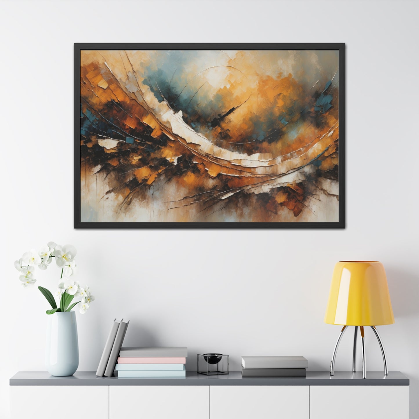 Elegant Abstract Framed Poster #004- Modern Wall Art for Home Office Decor | Warm Tones for Cozy Spaces