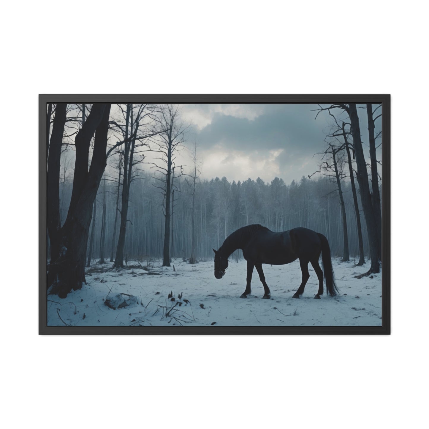 Winter Horse Landscape Forest Framed Posters | #002 -Modern Wall Art for Home or Office Decor