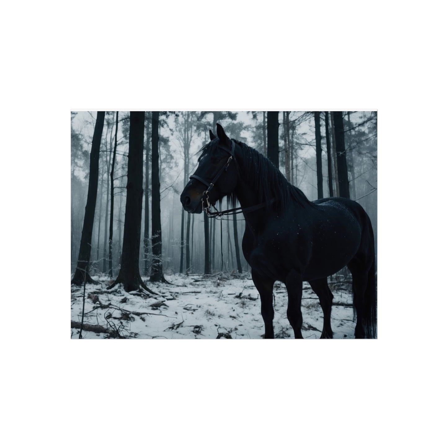 Majestic Black Horse Fine Art Poster  #001 | Modern Home or Office Décor