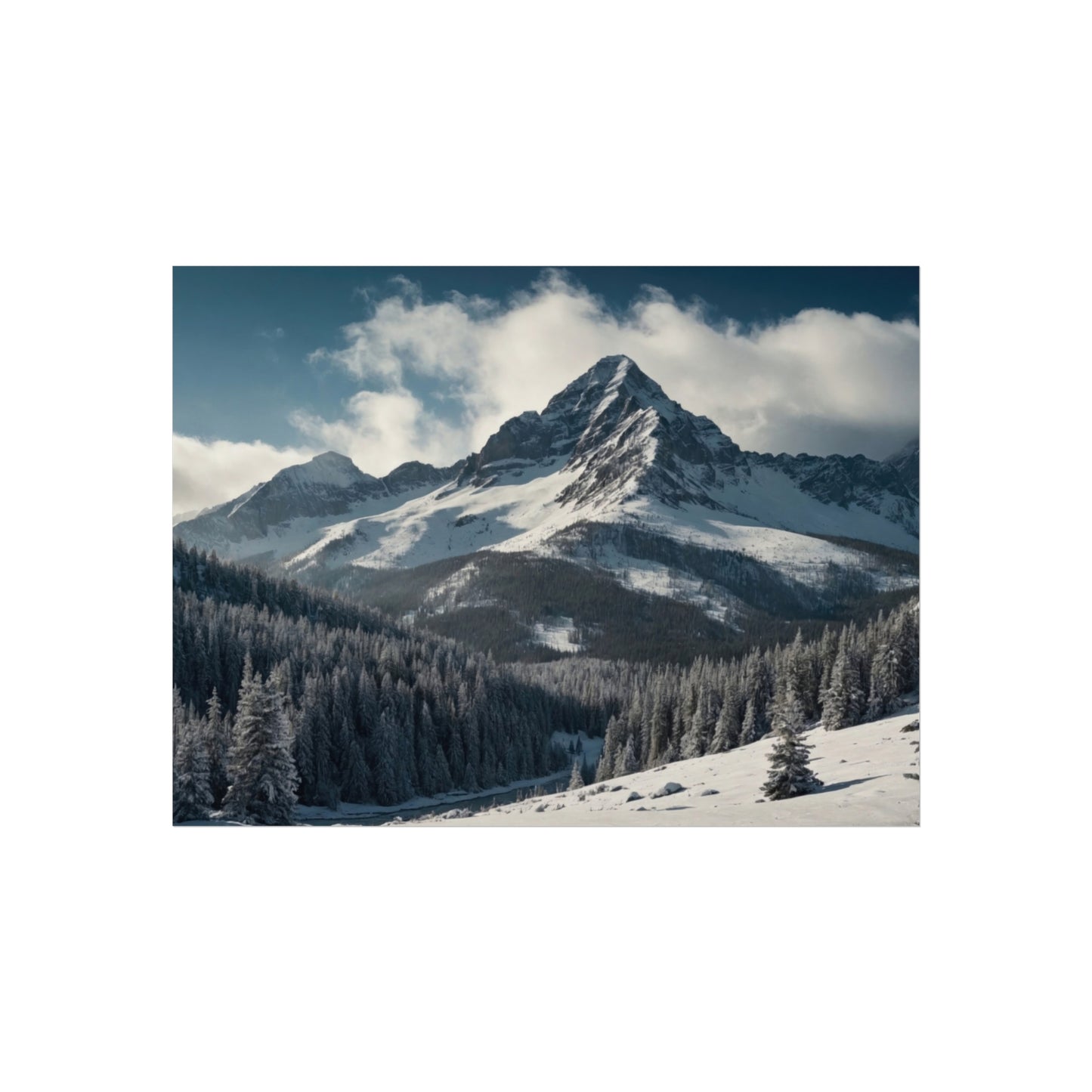 Winter Mountain Landscape Fine Art Poster  #001 | Modern Home or Office Décor