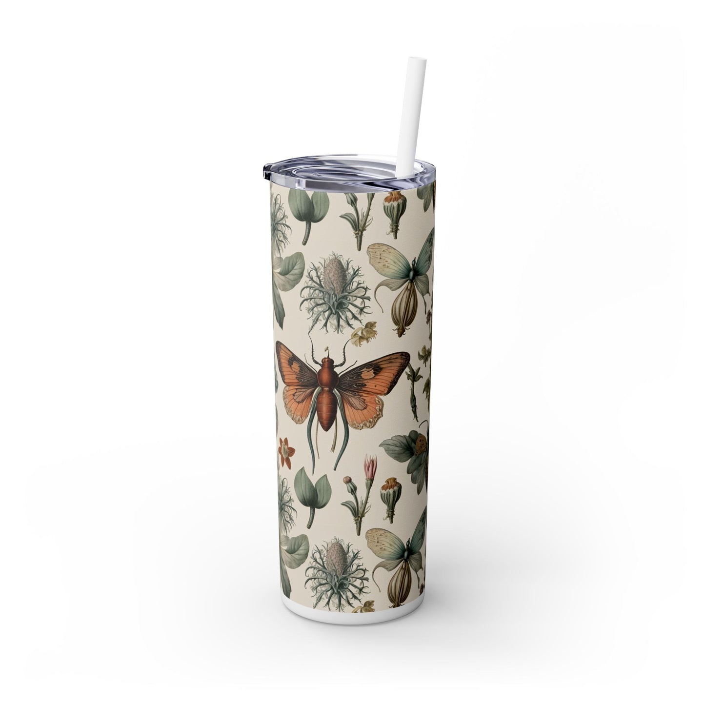 Botanical Floral Skinny Tumbler with Straw - 20oz Insulated Drinkware