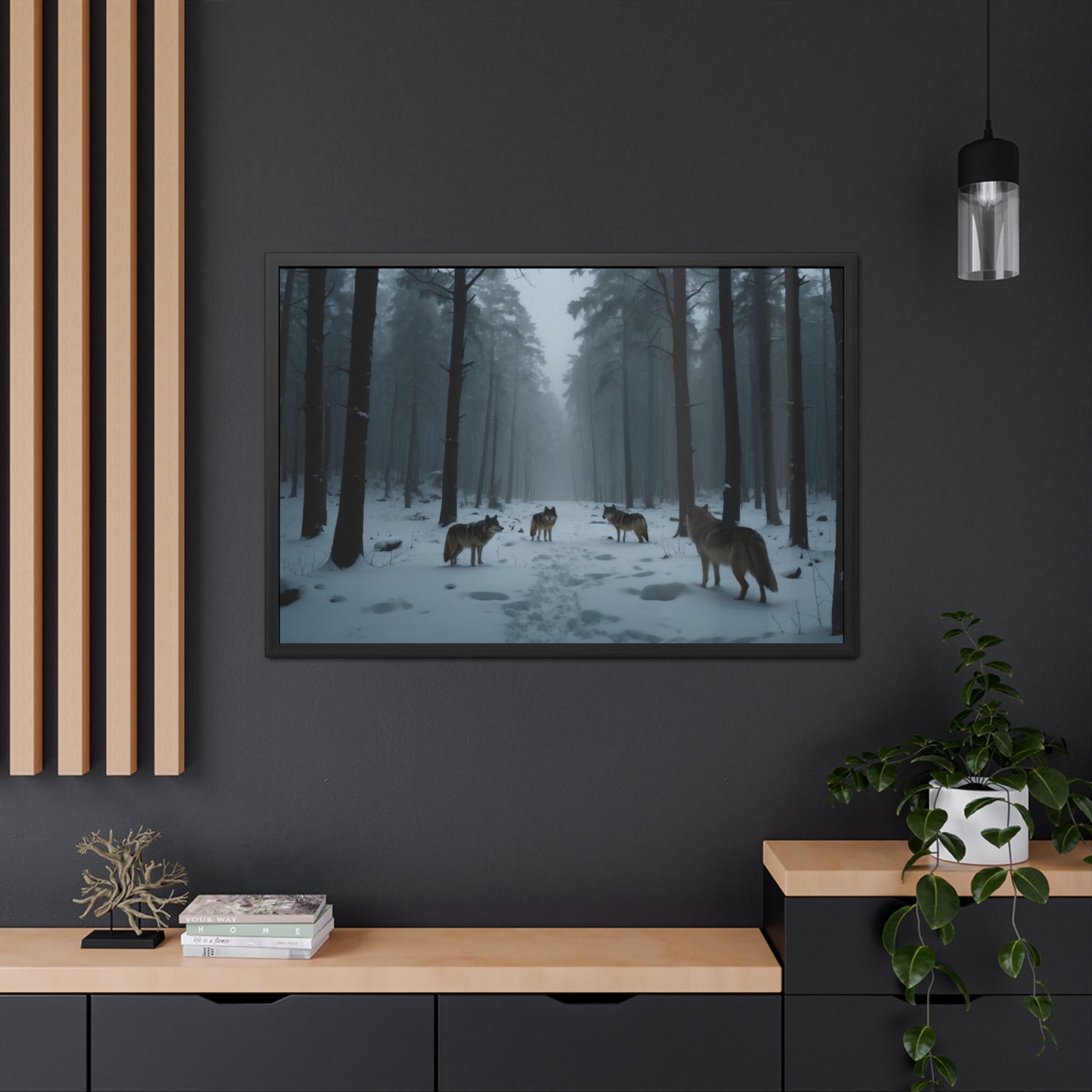 Art Print Wolves in Snowy Forest Framed Posters | #001 -Modern Wall Art for Home or Office Decor