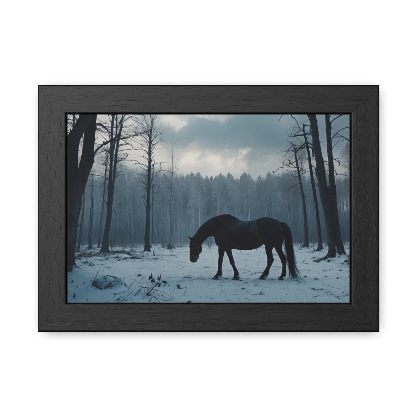 Winter Horse Landscape Forest Framed Posters | #002 -Modern Wall Art for Home or Office Decor