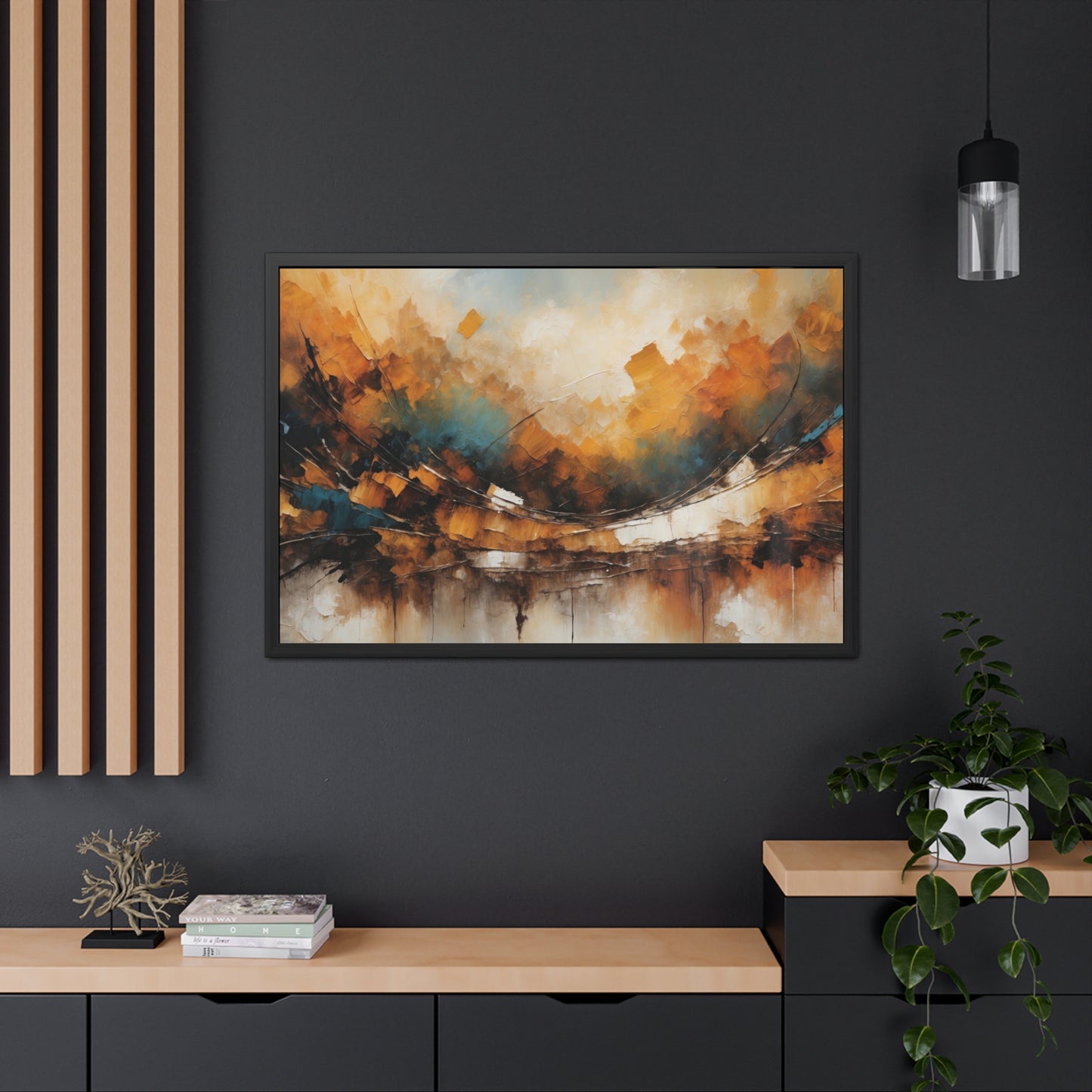 Elegant Abstract Framed Poster  001 - Modern Wall Art for Home Office Decor | Warm Tones for Cozy Spaces