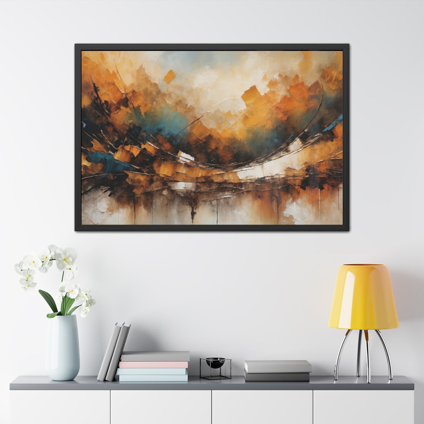 Elegant Abstract Framed Poster  001 - Modern Wall Art for Home Office Decor | Warm Tones for Cozy Spaces