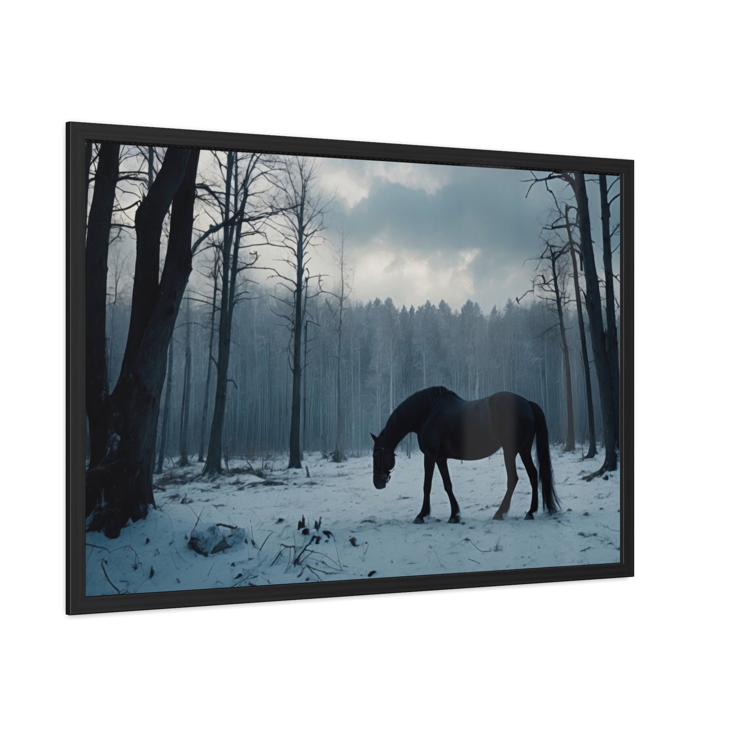 Winter Horse Landscape Forest Framed Posters | #002 -Modern Wall Art for Home or Office Decor