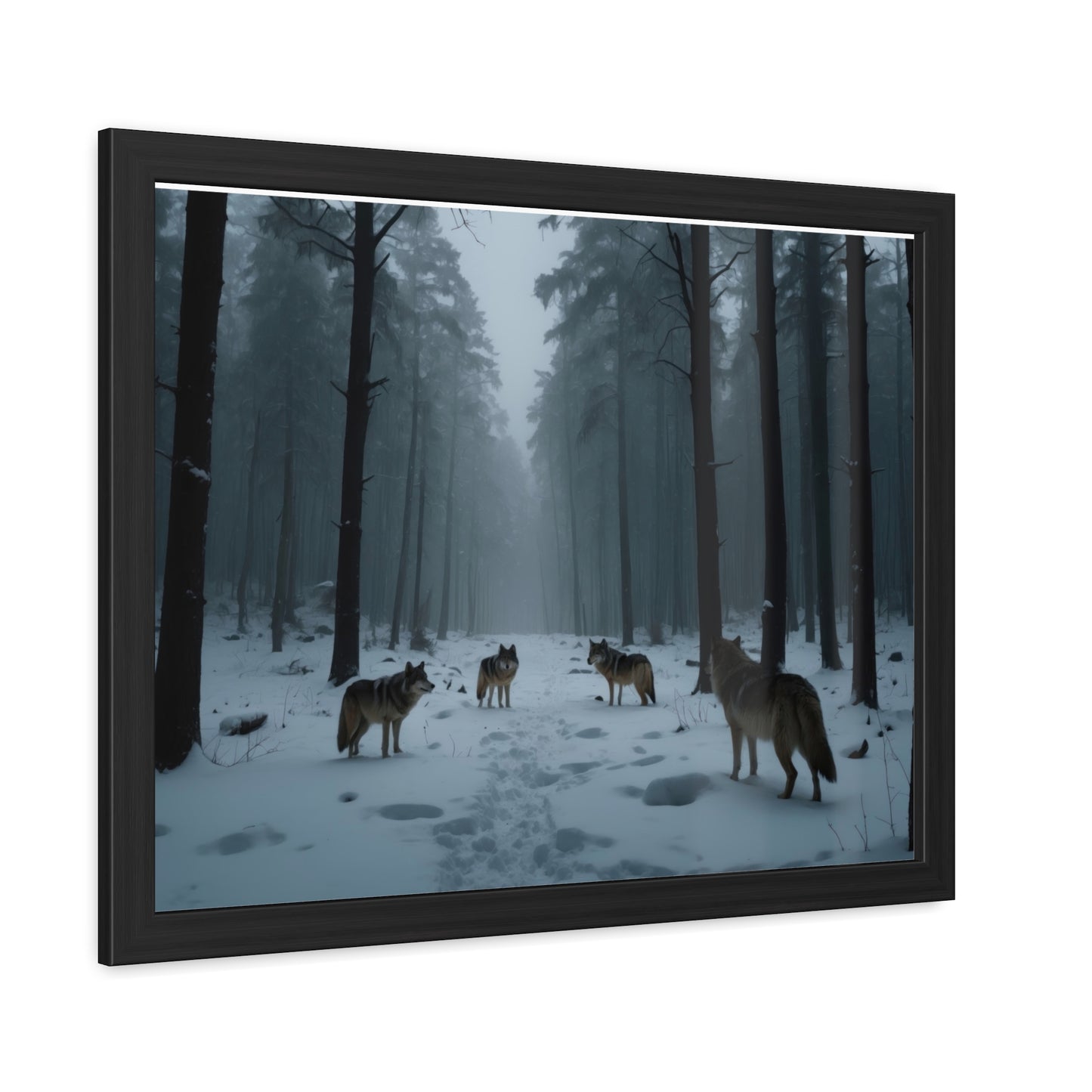 Art Print Wolves in Snowy Forest Framed Posters | #001 -Modern Wall Art for Home or Office Decor