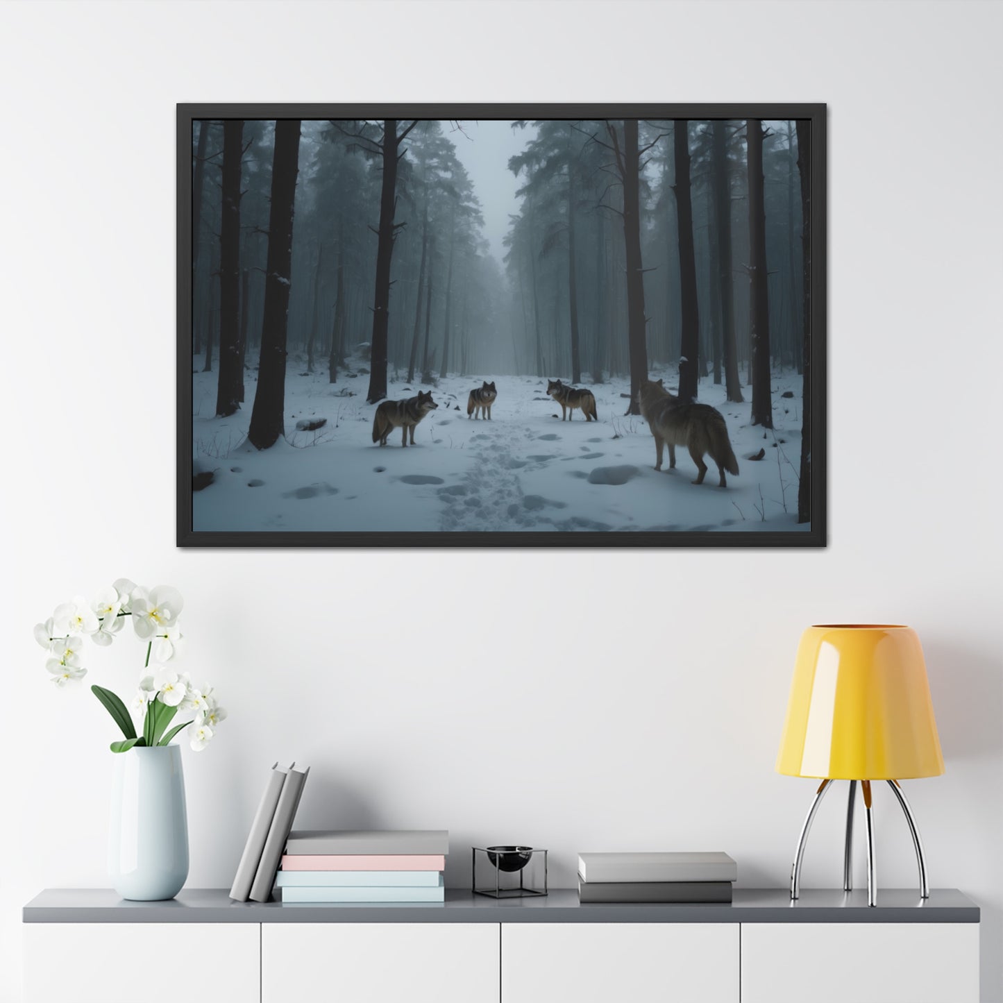 Art Print Wolves in Snowy Forest Framed Posters | #001 -Modern Wall Art for Home or Office Decor