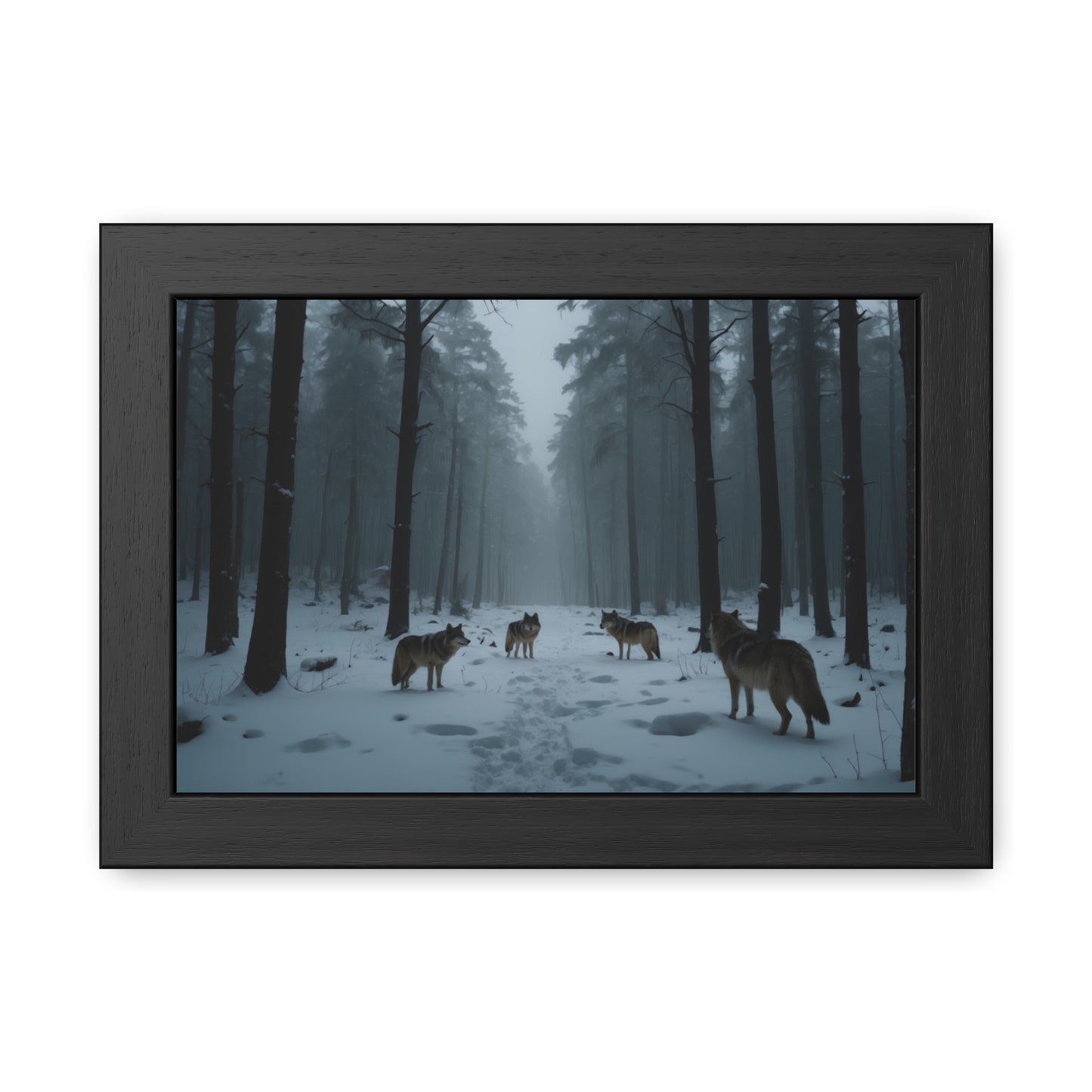 Art Print Wolves in Snowy Forest Framed Posters | #001 -Modern Wall Art for Home or Office Decor