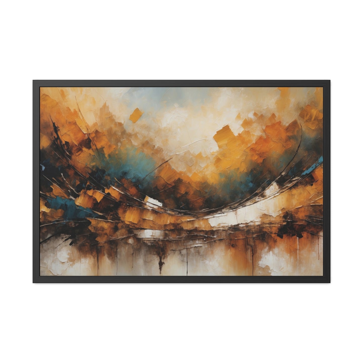 Elegant Abstract Framed Poster  001 - Modern Wall Art for Home Office Decor | Warm Tones for Cozy Spaces