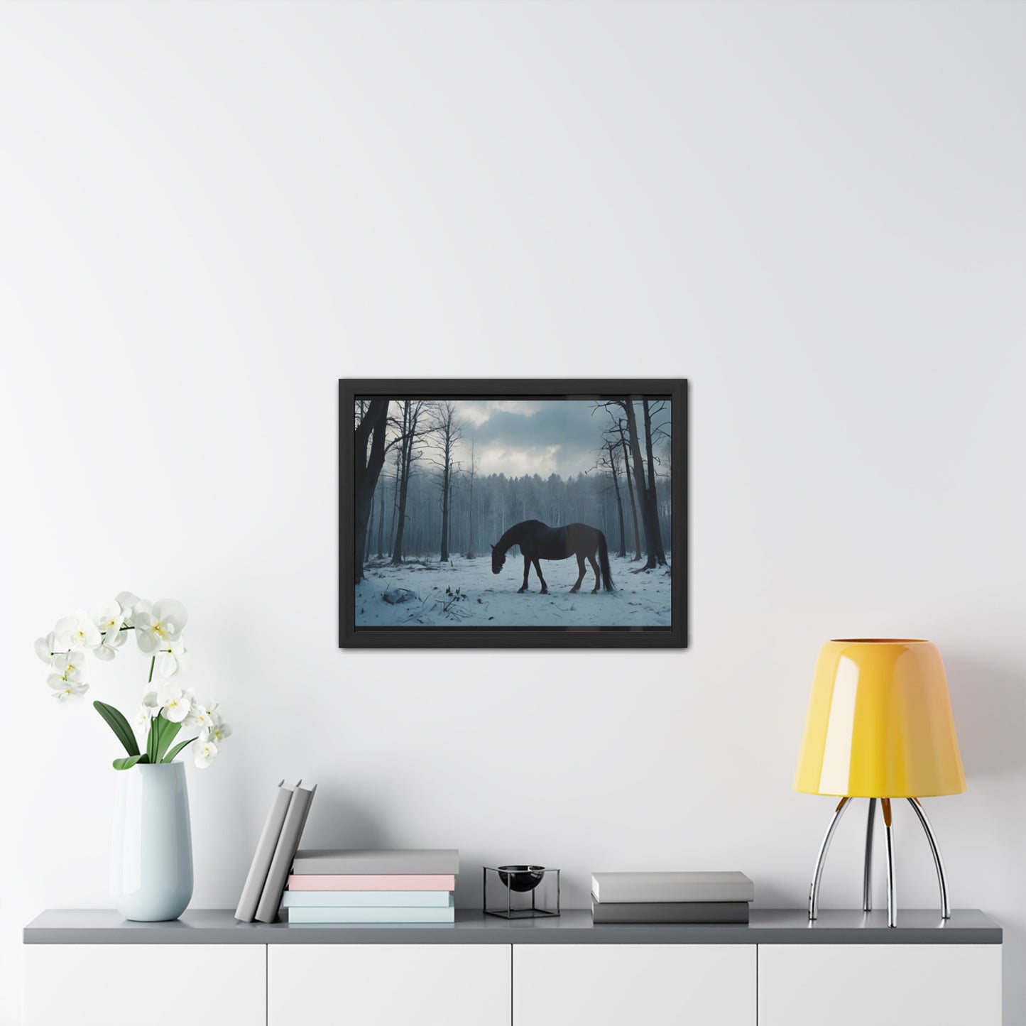 Winter Horse Landscape Forest Framed Posters | #002 -Modern Wall Art for Home or Office Decor