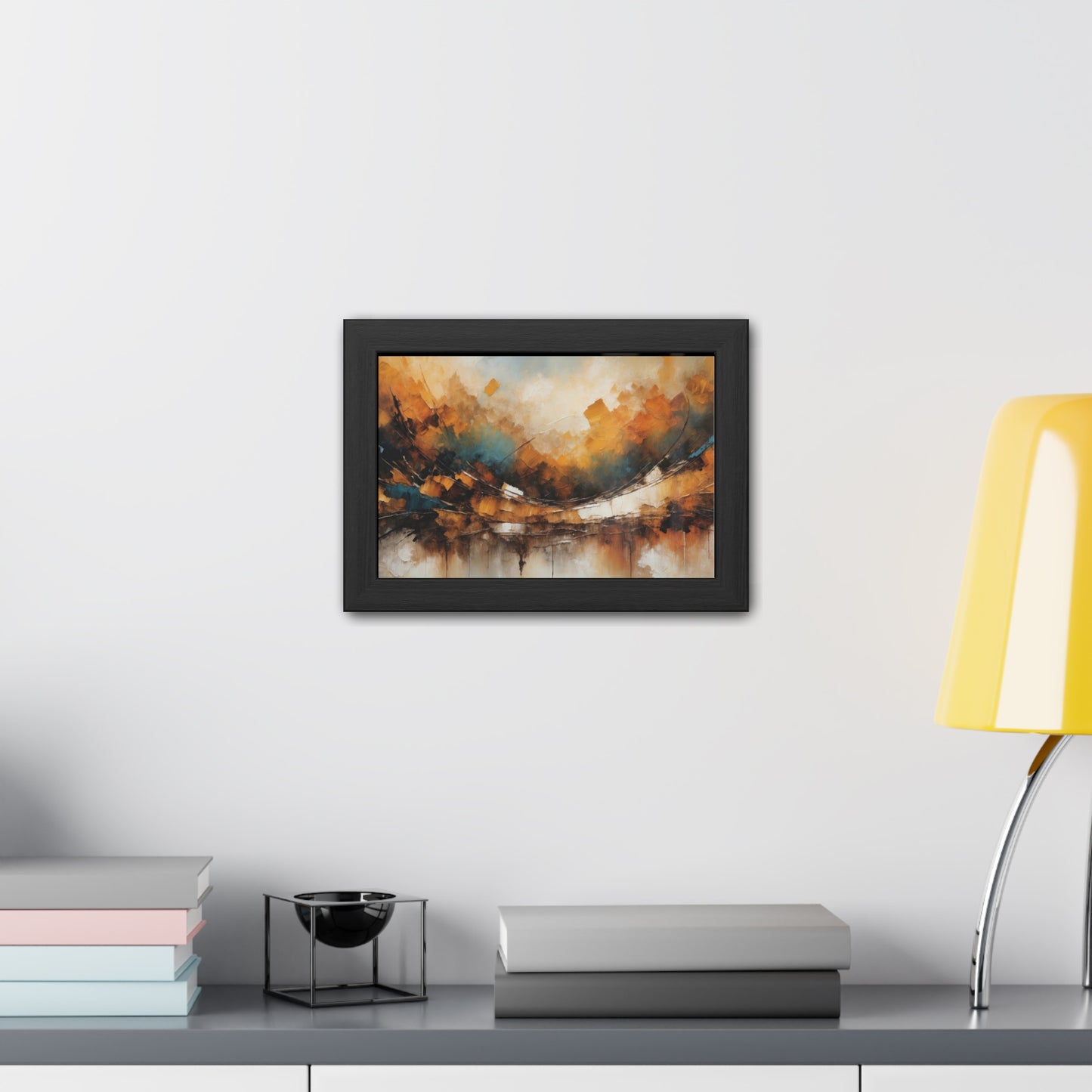 Elegant Abstract Framed Poster  001 - Modern Wall Art for Home Office Decor | Warm Tones for Cozy Spaces