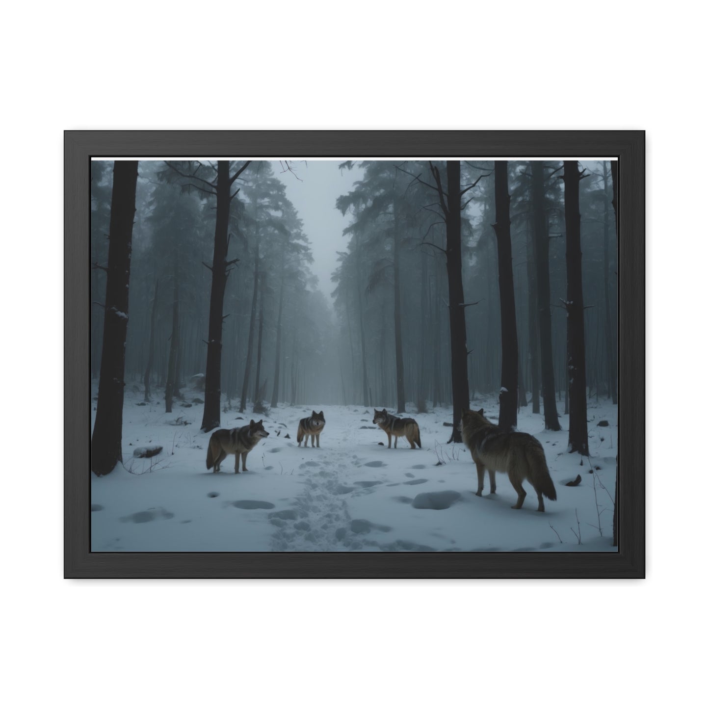 Art Print Wolves in Snowy Forest Framed Posters | #001 -Modern Wall Art for Home or Office Decor