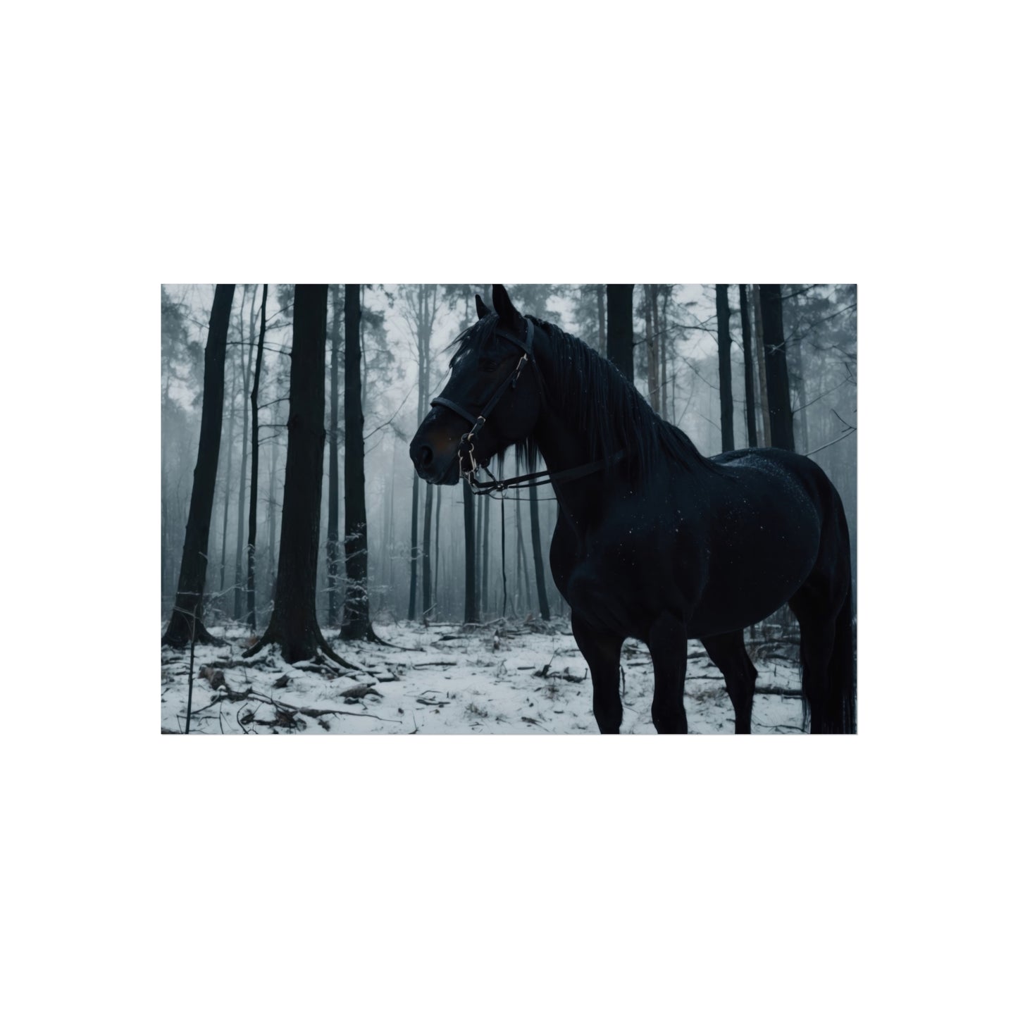 Majestic Black Horse Fine Art Poster  #001 | Modern Home or Office Décor