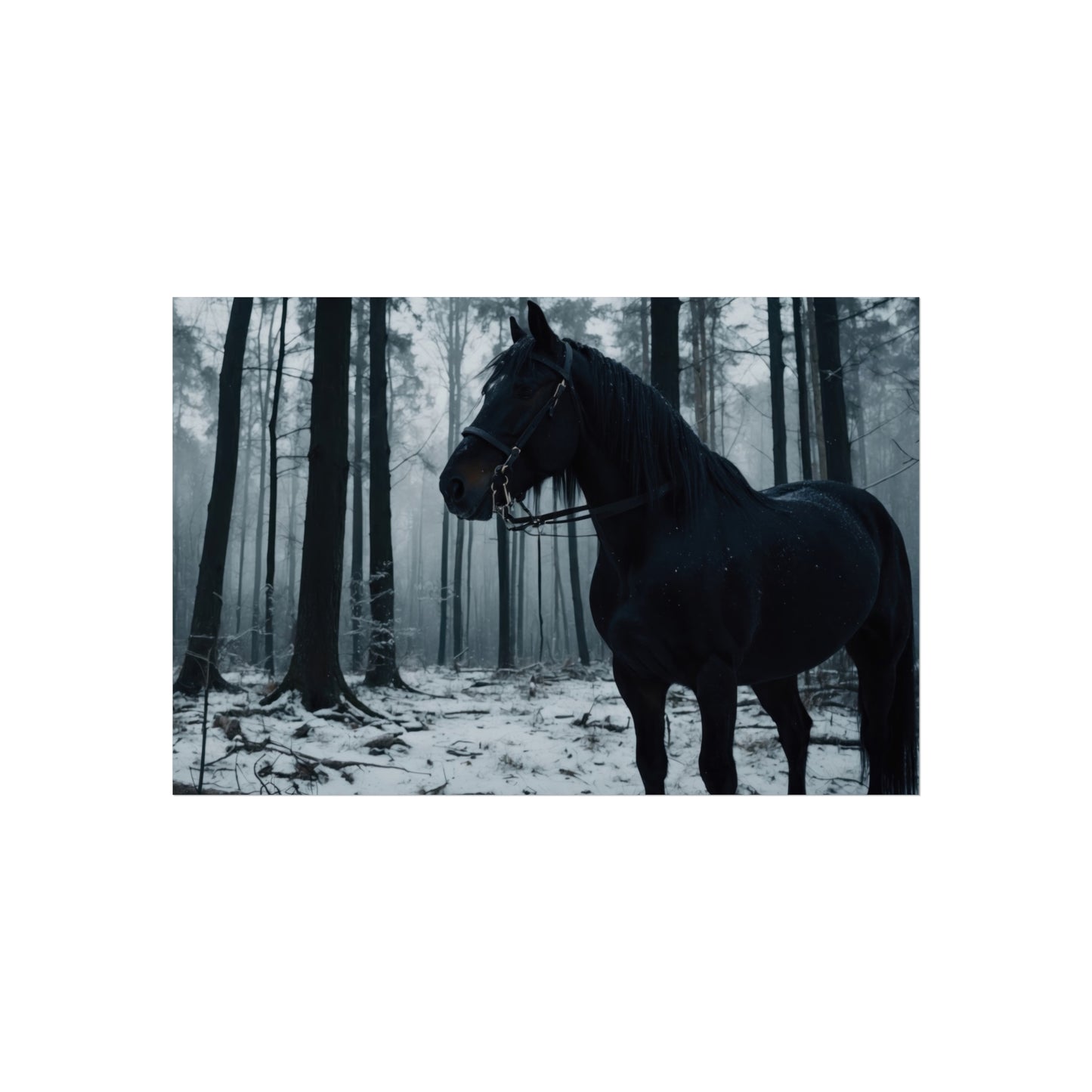 Majestic Black Horse Fine Art Poster  #001 | Modern Home or Office Décor