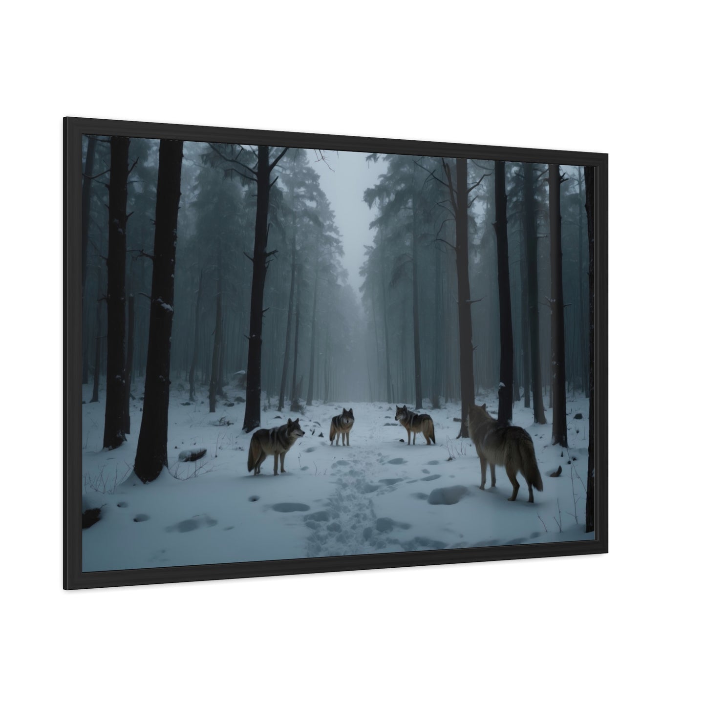 Art Print Wolves in Snowy Forest Framed Posters | #001 -Modern Wall Art for Home or Office Decor