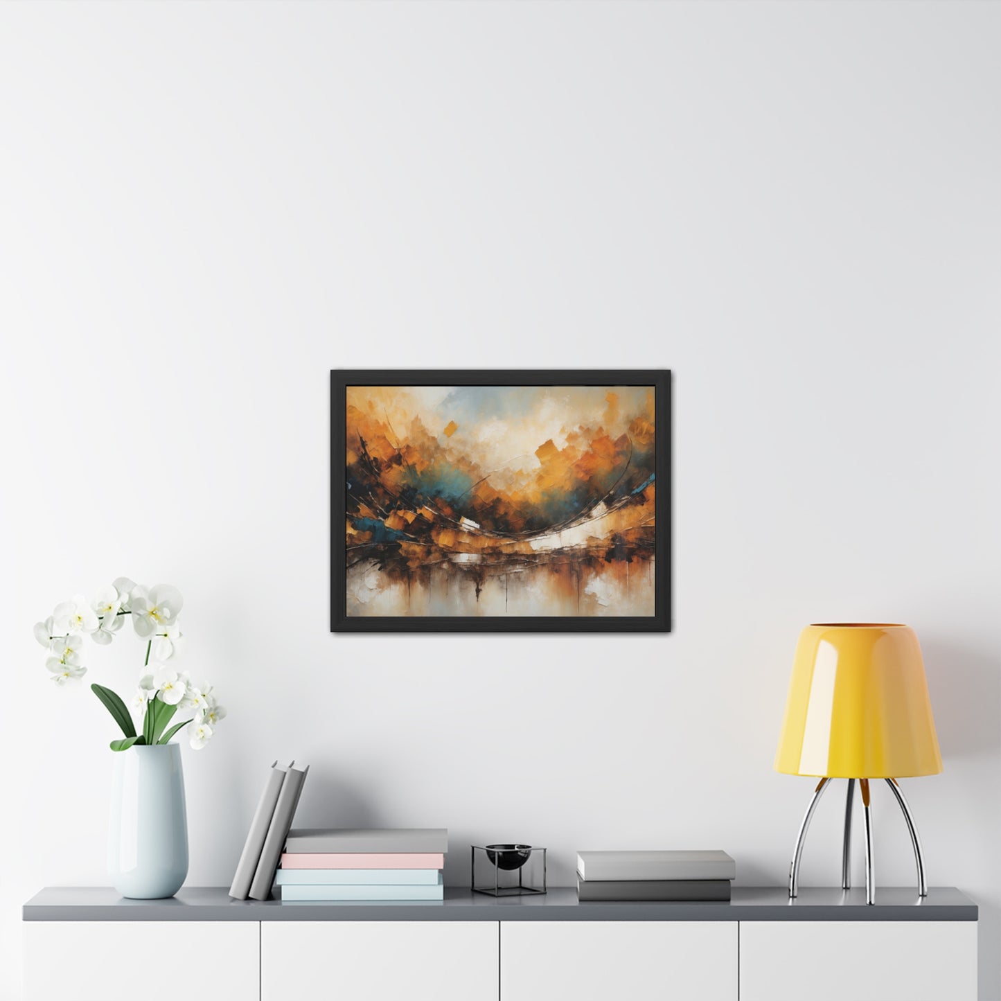 Elegant Abstract Framed Poster  001 - Modern Wall Art for Home Office Decor | Warm Tones for Cozy Spaces