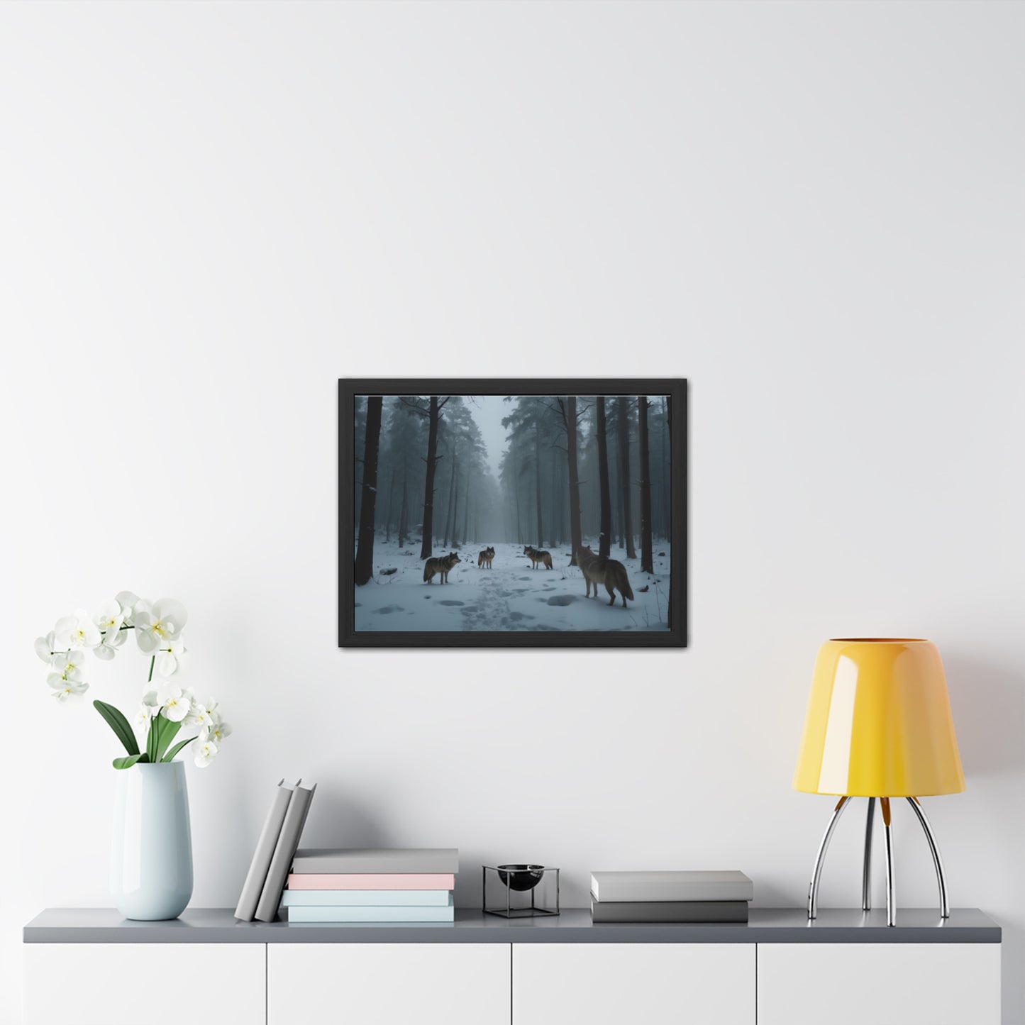 Art Print Wolves in Snowy Forest Framed Posters | #001 -Modern Wall Art for Home or Office Decor