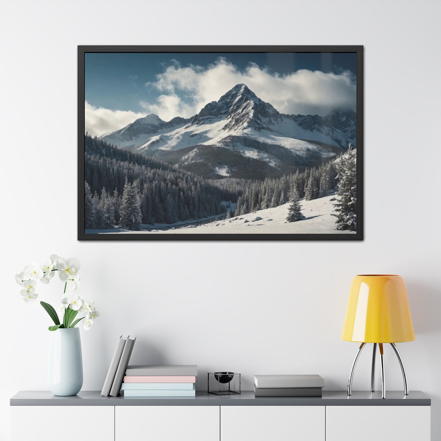 Mountain Landscape Framed Posters #001 Modern Wall Art for Home or Office Decor