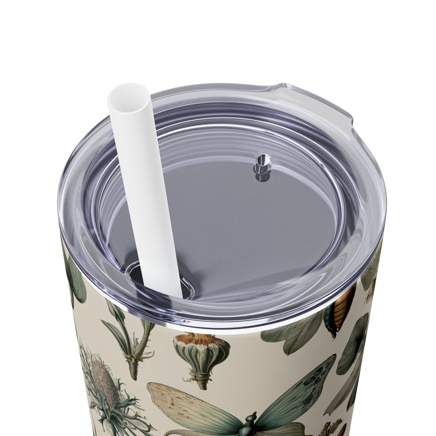 Botanical Floral Skinny Tumbler with Straw - 20oz Insulated Drinkware