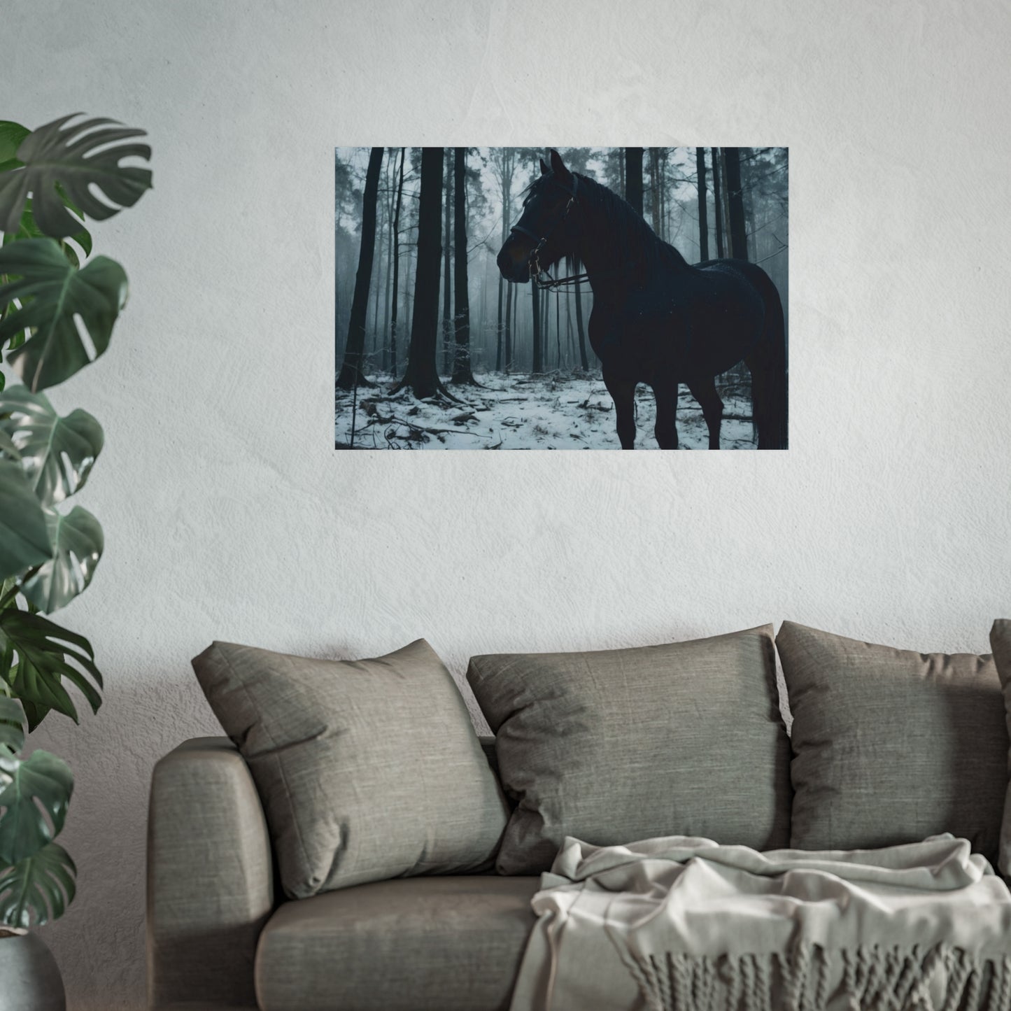 Majestic Black Horse Fine Art Poster  #001 | Modern Home or Office Décor