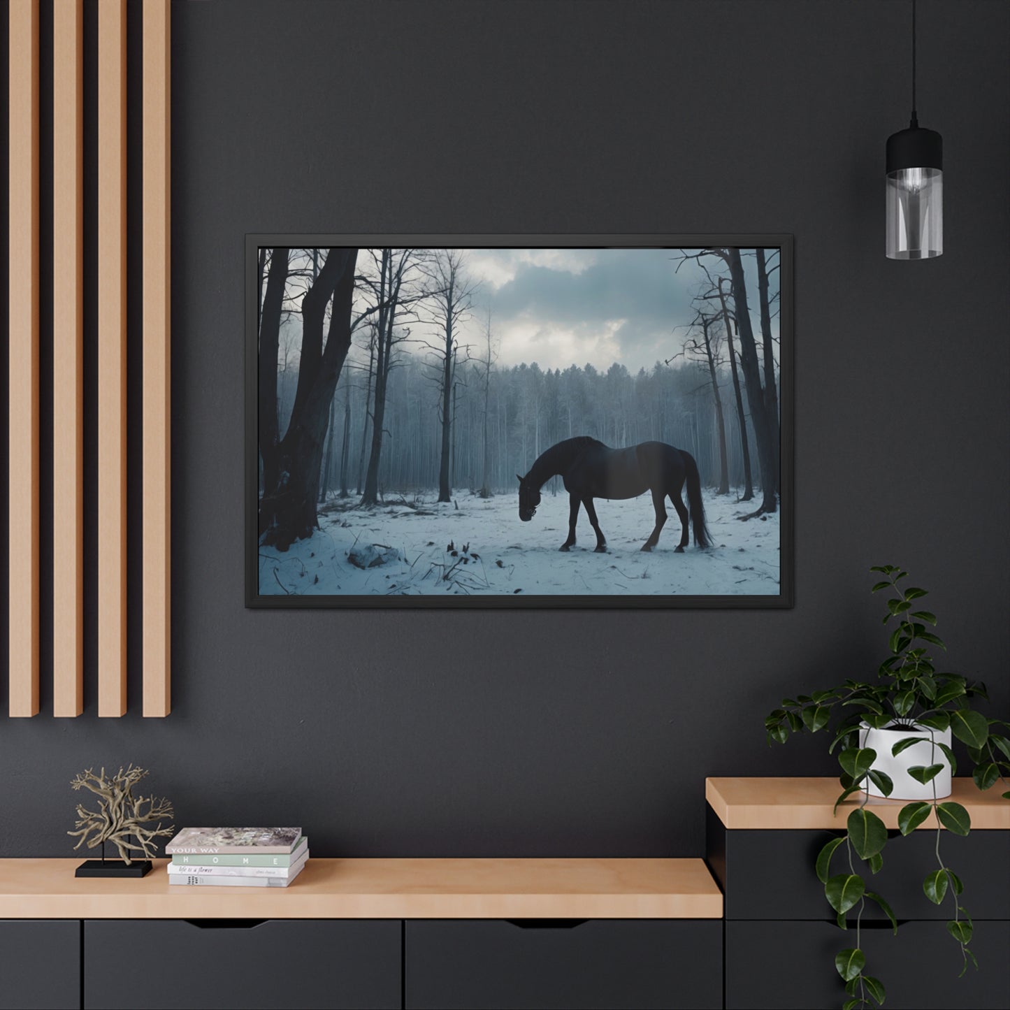 Winter Horse Landscape Forest Framed Posters | #002 -Modern Wall Art for Home or Office Decor