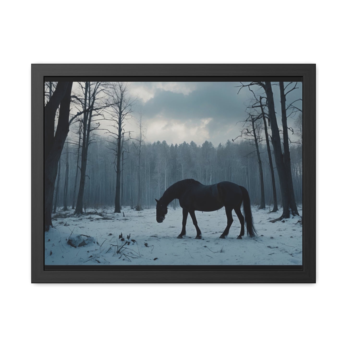 Winter Horse Landscape Forest Framed Posters | #002 -Modern Wall Art for Home or Office Decor